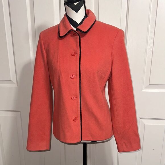 LOUBEN Pink Braid Trimmed Wool Cashmere Jacket - Picture 1 of 8